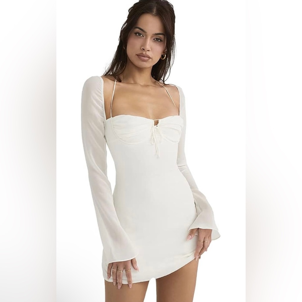 Long sleeve bodycon mesh mini dress